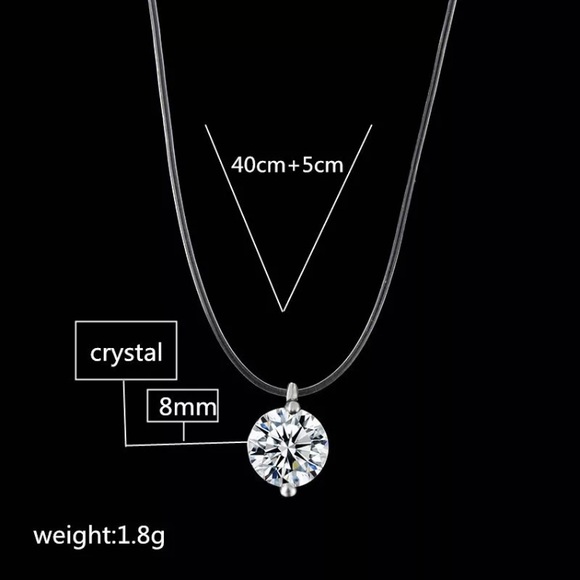 Fishing Line Diamond Crystal Sterling Silver Necklace - Picture 3 of 5
